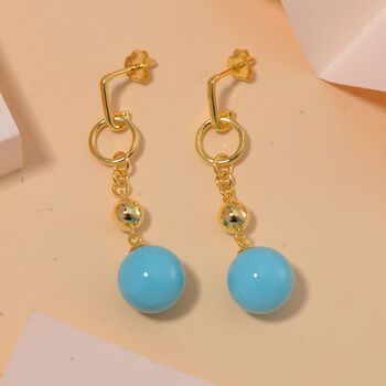 Sleeping Beauty T&uuml;rkis farbe Muschelperle Ohrringe 925 Silber 750 Gelbgold Vermeil