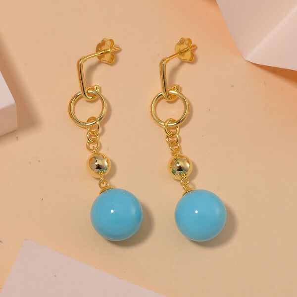 Sleeping Beauty Türkis farbe Muschelperle Ohrringe 925 Silber 750 Gelbgold Vermeil image number 1