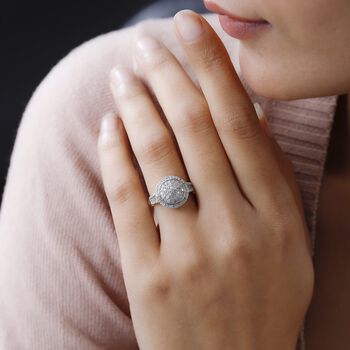 Wei&szlig;er Diamant Ring, 925 Silber platiniert (Gr&ouml;&szlig;e 19.00), ca. 0.75 ct