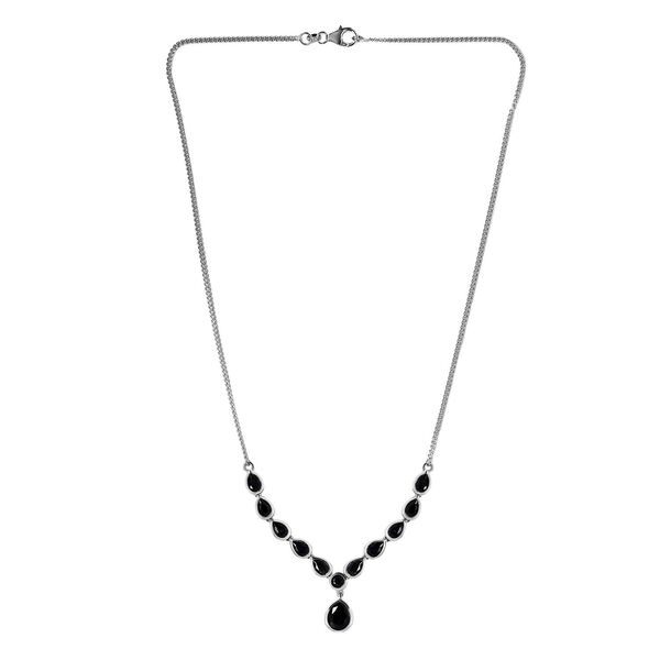 Schwarze Saphir Halskette, ca. 45 cm, 925 Silber platiniert ca. 8.59 ct image number 4