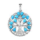 Amerikanischer, natürlicher Sleeping Beauty Türkis Lebensbaum-Anhänger, 925 Silber platiniert ca. 1.82 ct