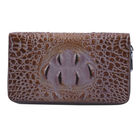 Brieftasche aus 100% echtem Leder mit Kroko-Prägung, Größe 20x5x12 cm, Braun image number 0