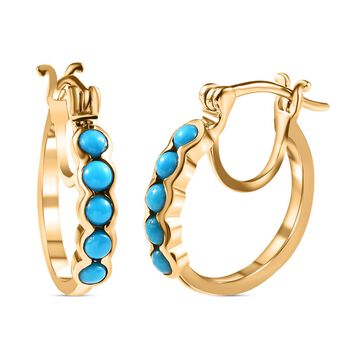 Amerikanische, nat&uuml;rliche Sleeping Beauty T&uuml;rkis Ohrringe, 925 Silber Gelbgold Vermeil ca. 0.88 ct