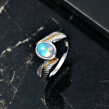 D'Joy AA Nat&uuml;rlicher, &auml;thiopischer Welo Opal Ring 925 Silber platiniert und vergoldet (Gr&ouml;&szlig;e 17.00) ca. 0.86 ct