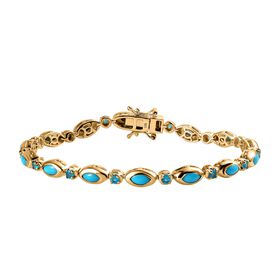 AA Sleeping Beauty Türkis, Neon Apatit Armband ca. 19 cm 925 Silber 750 Gelbgold Vermeil ca. 4,56 ct.
