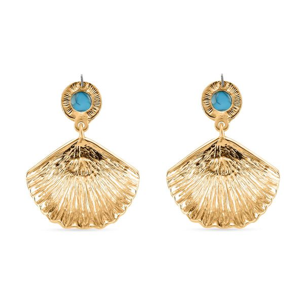 2er Set - Blauer Howlith und Weißer Kristall Ohrringe, emailliert, goldfarben image number 4