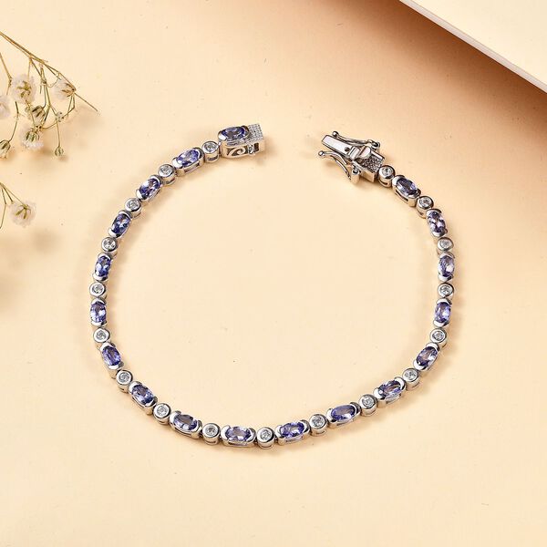 Tansanit und Zirkon Armband, 19 cm - 4,18 ct. image number 8