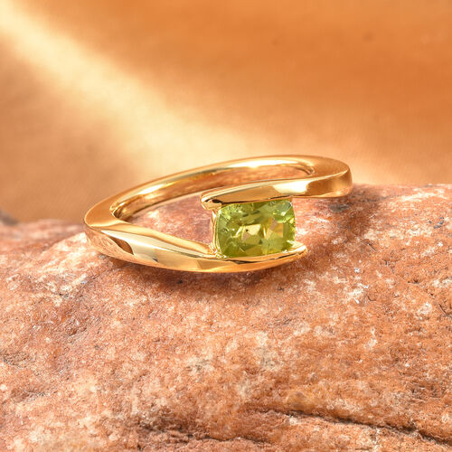 Peridot Solitär Ring 925 Silber Gelbgold Vergoldet image number 1