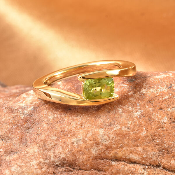 Peridot Solit&auml;r Ring 925 Silber Gelbgold Vergoldet image number 1