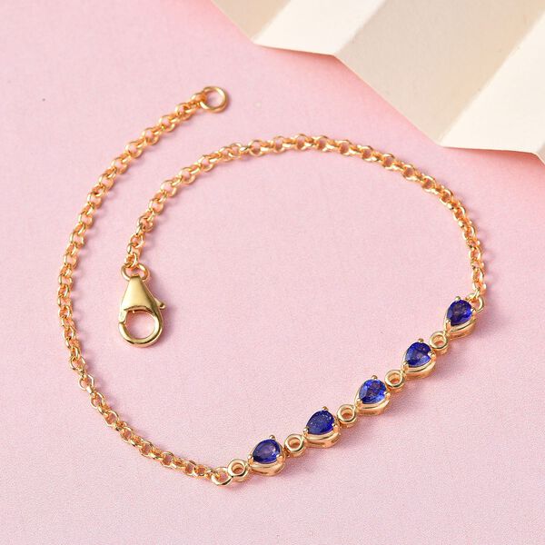 Masoala Saphir (Fissure gef&uuml;llt) Armband, ca. 19 cm, 925 Silber vergoldet ca. 1.21 ct image number 2