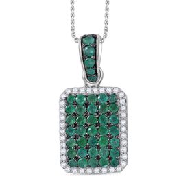 AA Kagem sambischer Smaragd und Zirkon-Anhänger mit 45cm Kette - 2,24 ct.