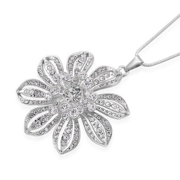 Wei&szlig;er Kristall Anh&auml;nger mit Kette ca. 63.5 cm + 5 cm Extender