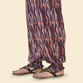 TAMSY - bedruckte Haremshose, Wellenmuster, rot/blau, One Size