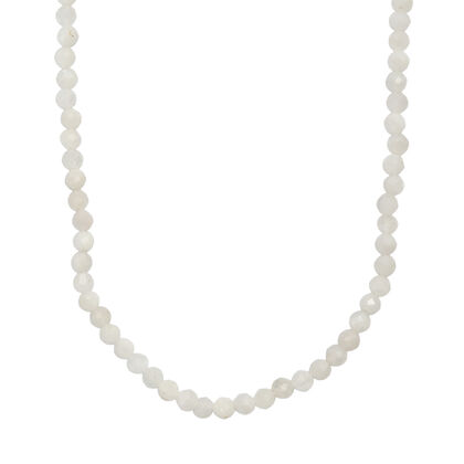 D'Joy Wei&szlig;er Mondstein Halskette ca. 45 cm + 5 cm Extender, 925 Silber rhodiniert ca. 30.00 ct