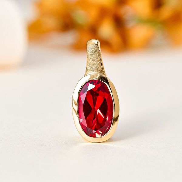 Synthetischer Padparadscha-Saphir Anh&auml;nger, ca. 7,04 ct. image number 3