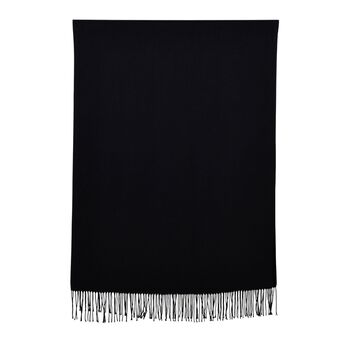 Eleganter Schal mit Fransen, 65x180cm, Tiefschwarz