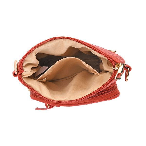 Crossbody-Tasche mit mehreren Rei&szlig;verschlussf&auml;chern und gemustertem Gurt, 19x22cm, Gr&uuml;n image number 5