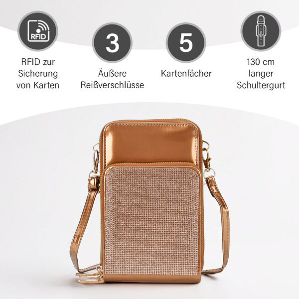 Elegante Umh&auml;ngetasche mit RFID-Schutz, Bronze image number 4