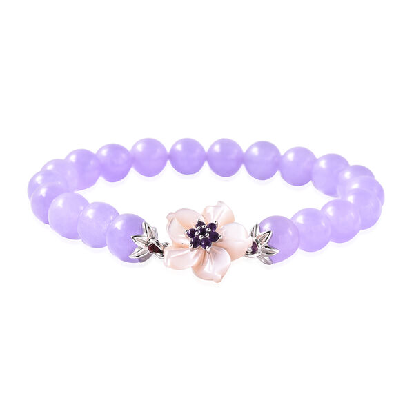 JARDIN-KOLLEKTION - Perlmutt und Lila Jade, afrikanisches Amethyst Armband, 19 cm, 925 Silber rhodiniert, ca. 98,31 ct image number 3