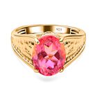Sunset Quarz Triplette Ring, 925 Silber Gelbgold Vermeil, (Größe 20.00), ca. 3.82 ct