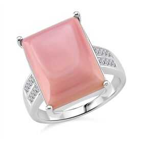 D'Joy Natürlicher Rosa Königsmuschel Perle, Moissanit Ring 925 Silber rhodiniert (Größe 18.00) ca. 10,90 ct
