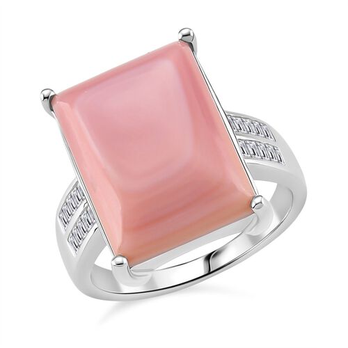 D'Joy Natürlicher Rosa Königsmuschel Perle, Moissanit Ring 925 Silber rhodiniert (Größe 18.00) ca. 10,90 ct image number 0