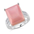 D'Joy Natürlicher Rosa Königsmuschel Perle, Moissanit Ring 925 Silber rhodiniert (Größe 18.00) ca. 10,90 ct