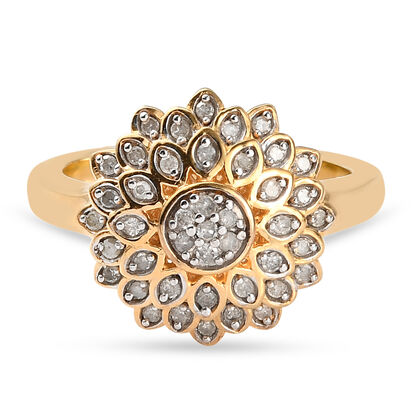 Diamant-Ring, 925 Silber Gelbgold Vermeil (Größe 16.00) ca. 0,25 ct
