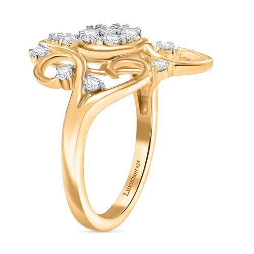 LUXURIANT DIAMOND - Lab Grown Diamant SI Ring 925 Silber 750 Gelbgold Vermeil (Größe 17.00) ca. 0.50 ct image number 4