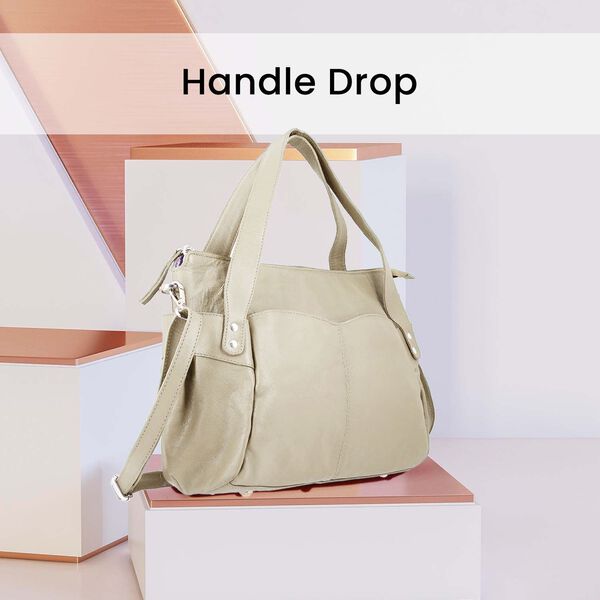 100% Echtleder Weekender Reisetasche mit RFID-Schutz, 43x28x33 cm, Beige image number 4