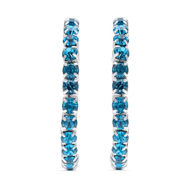 Blaue Kristall-Ohrringe mit Armband, reines Messing image number 6