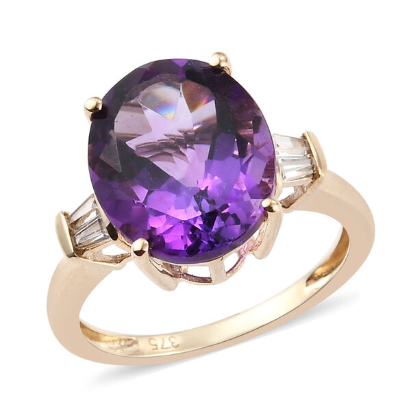 AA Lusaka Amethyst und Zirkon-Ring, 375 Gelbgold  ca. 4,66 ct image number 4