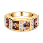 Roter und gelber Saphir-Ring, 925 Silber vergoldet (Größe 16.00) ca. 1,46 ct
