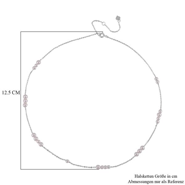 Wei&szlig;e Muschelkernperlen-Halskette 43cm in rhodiniertem 925 Silber - 18,24 ct. image number 5