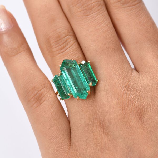 D&rsquo;Joy Smaragd Triplett Quarz Ring - 11,11 ct. image number 3