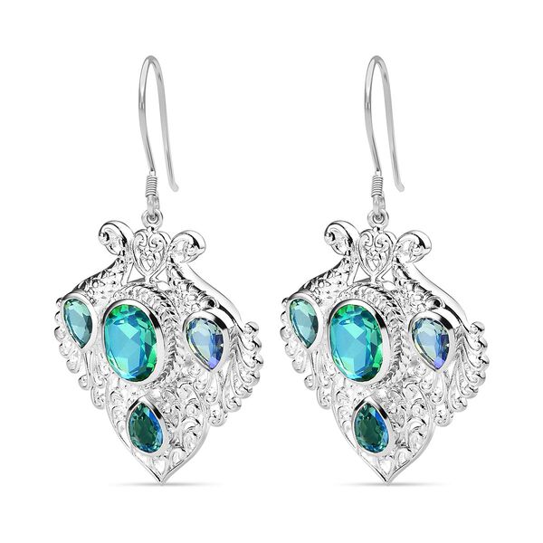 Pfau Quarz Triplette Ohrringe 925 Silber ca. 10,79 ct. image number 4