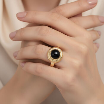 EverTrue AA schwarzer Glasachat Ring - 1,82 ct.