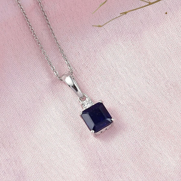 D'Joy AA Masoala Saphir und Moissanit Anh&auml;nger mit 50cm Kette - 1,70 ct. image number 1