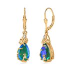 Pfau Quarz Triplette, Weißer Zirkon Ohrringe 925 Silber Gelbgold Vermeil ca. 6.81 ct