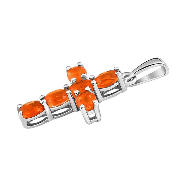 Salamanca Feueropal-Kreuz-Anh&auml;nger, 925 Silber platiniert, 0,71 ct. image number 4