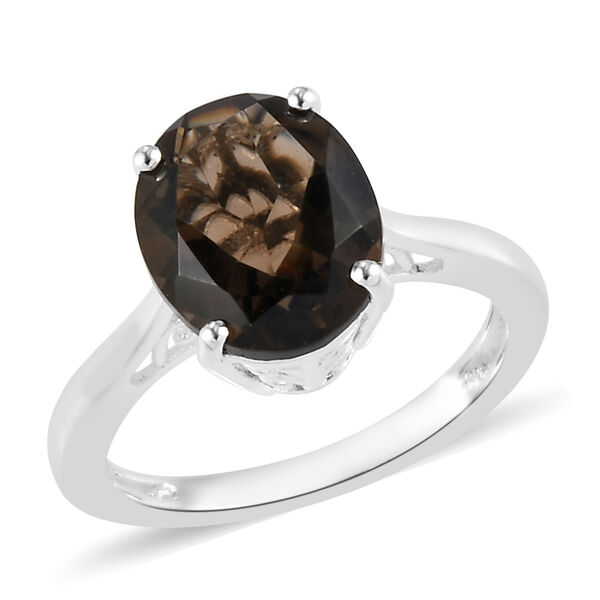 2er-Set, Rauchquarz-Solit&auml;r-Ring und Anh&auml;nger in Silber, 6,78 ct. image number 4