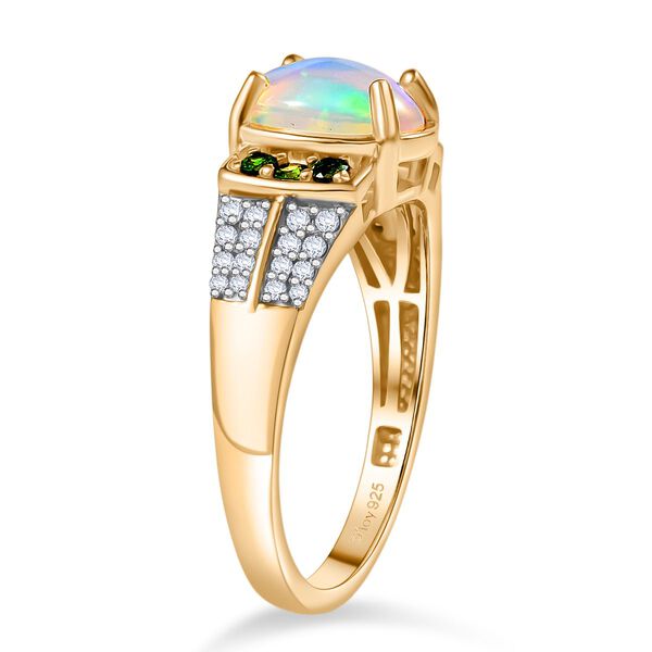 D'Joy AA Nat&uuml;rlicher, &auml;thiopischer Welo Opal, Nat&uuml;rlicher Chromdiopsid Ring 925 Silber vergoldet (Gr&ouml;&szlig;e 19.00) ca. 1.71 ct image number 5