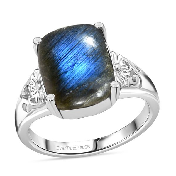 4er Set- AAA Labradorit Ohrringe, Anh&auml;nger mit Kette (ca. 50 cm) und Ring (Gr&ouml;&szlig;e 17.00), Schmuckset, Reiner Edelstahl ca. 15,00 ct image number 5