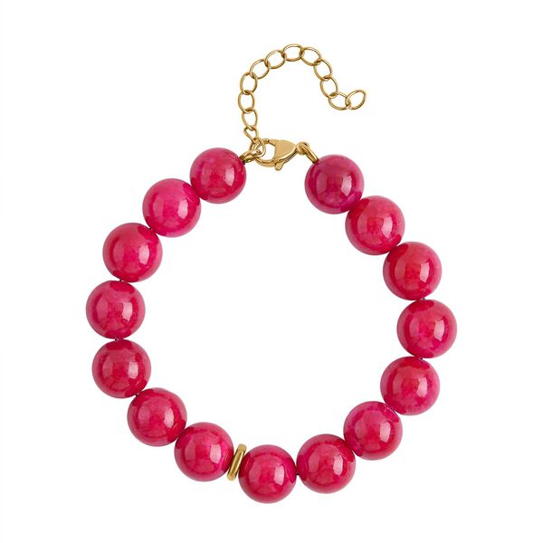 Viva Magenta-Quarzit Armband ca. 19 cm Reiner Edelstahl IP Rosa Plattierung ca. 200.00 ct