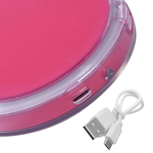 Wiederaufladbarer zweiseitiger LED-Schminkspiegel, 8.4x8.4x1.7cm, rosa image number 6