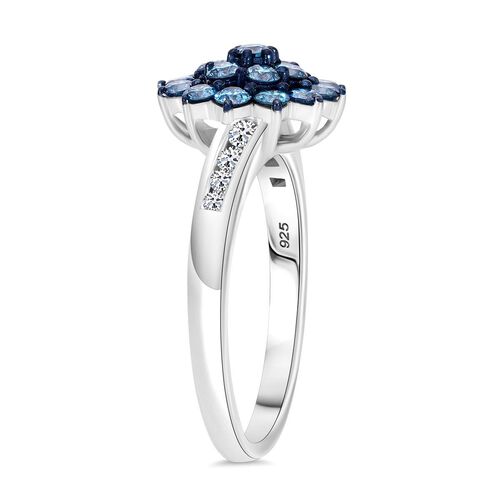 LUXURIANT DIAMOND -Lab Grown Blauer Diamant SI-GH, Lab Grown Diamant SI-GH SGL zertifiziert Ring 925 Silber rhodiniert (Größe 18.00) ca. 1.02 ct image number 2