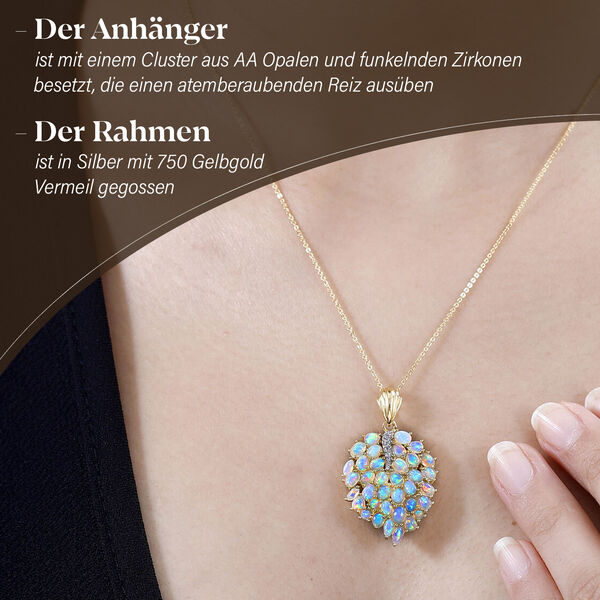 AA nat&uuml;rlicher, &auml;thiopischer Welo Opal und Zirkon Anh&auml;nger mit 45cm Kette - 3,06 ct. image number 3
