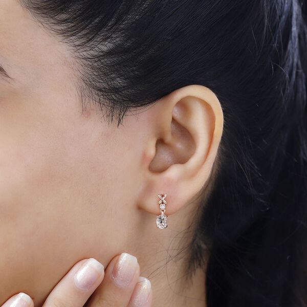 AA Morganit, Weißer Zirkon Ohrringe 925 Silber 750 Roségold Vermeil ca. 1,08 ct. image number 3