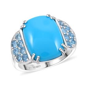 AAA Sleeping Beauty Türkis und Santamaria Aquamarin Ring in 417 Weißgold - 8,50 ct.