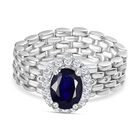 Masoala Saphir (Fissure gefüllt), Weißer Zirkon Ring 925 Silber rhodiniert (Größe 20.00) ca. 2,27 ct